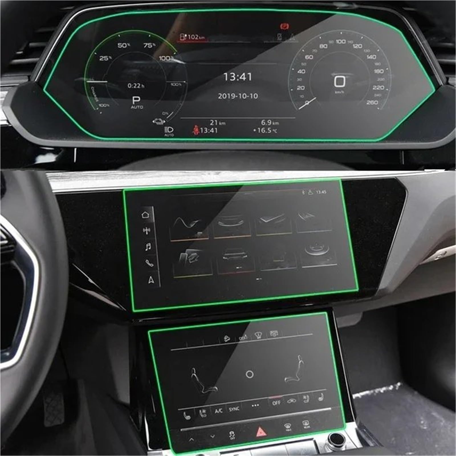 Displayschutzfolie Gehärtetes Glas Autozubehör LCD-Bildschirm Schutzfolie Auto GPS Navigation Armaturenbrett Schutz Für E-tron 2018 2019 2020 2021 Navigation Schutzfolie(Navigation Dashboard) von SGHFUVE