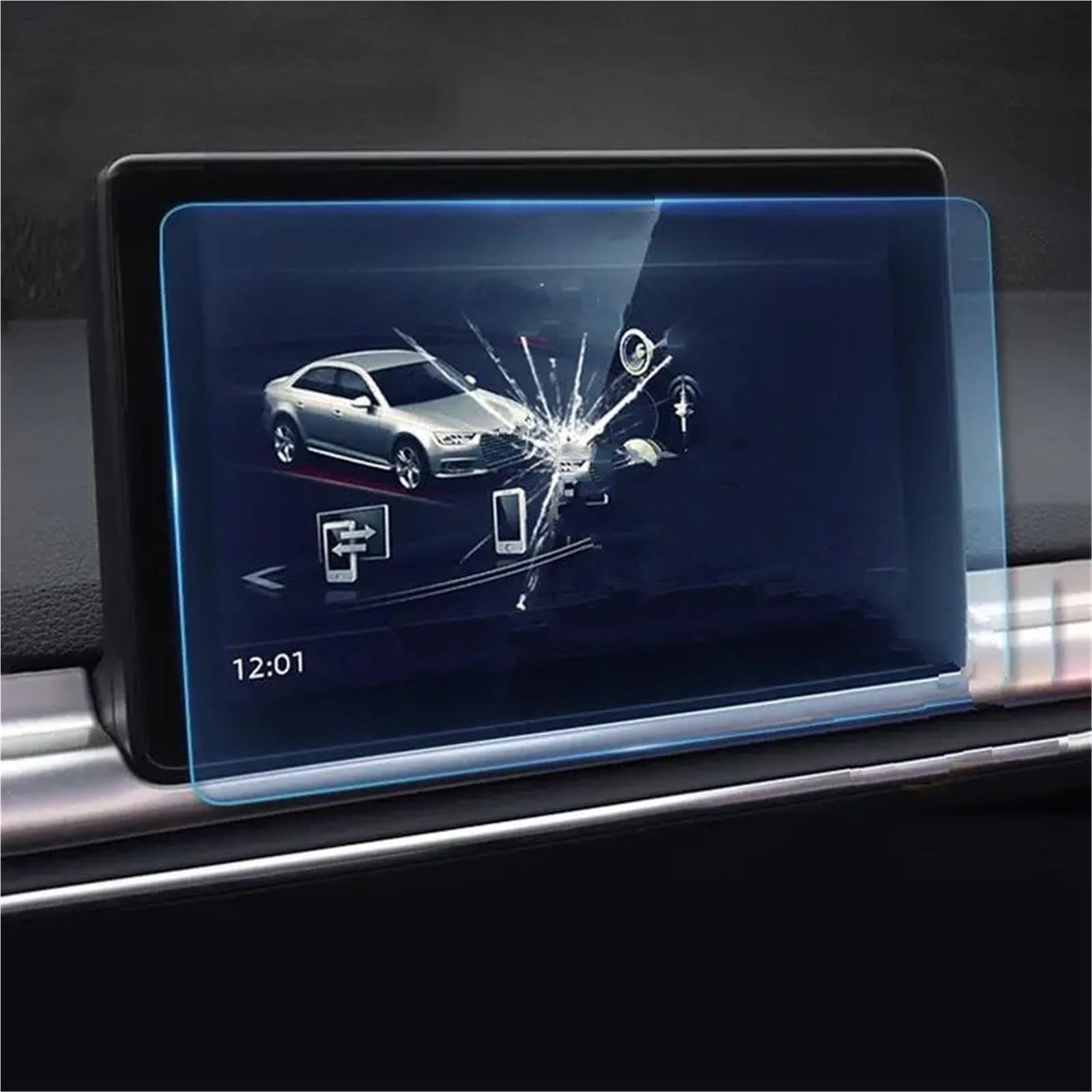 Displayschutzfolie Gehärtetes Glas Für A4 B9 S4 Für A5 S5 Für Q5 2016-2019 Auto-GPS-Radio-Navigations-Armaturenbrett-Displayschutzfolie LCD Navigation Schutzfolie(185x110mm) von SGHFUVE