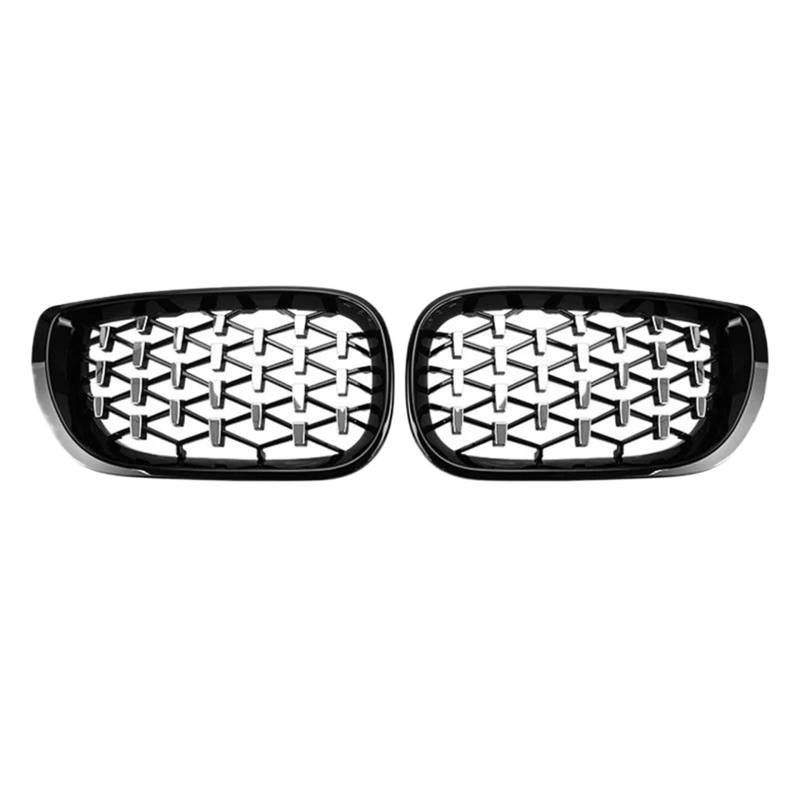 Front Stoßstange Grille Für 3er E46 318i 320i 325i 4 Türer 2002 2003 2004 2005 Auto Front Nierengrill Diamantgrill Renngrill Kühlergitter(Black and Silver) von SGHFUVE