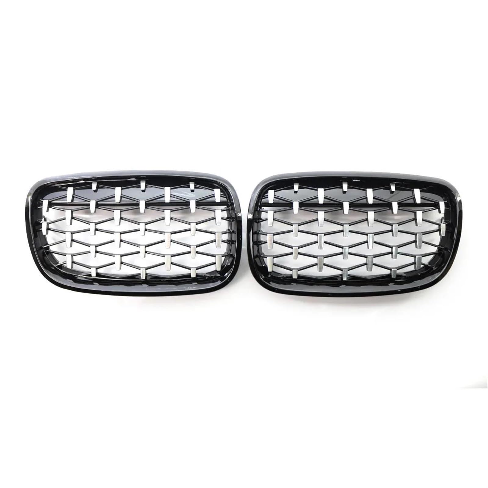 Front Stoßstange Grille Für E70 E71 E72 Für X5 Für X6 2007 2008 2009 2010 2011 2012 2013 Auto Diamant Meteor Front Stoßstange Niere Grille Racing Grills Ersetzen Kühlergitter(Silver and Black) von SGHFUVE