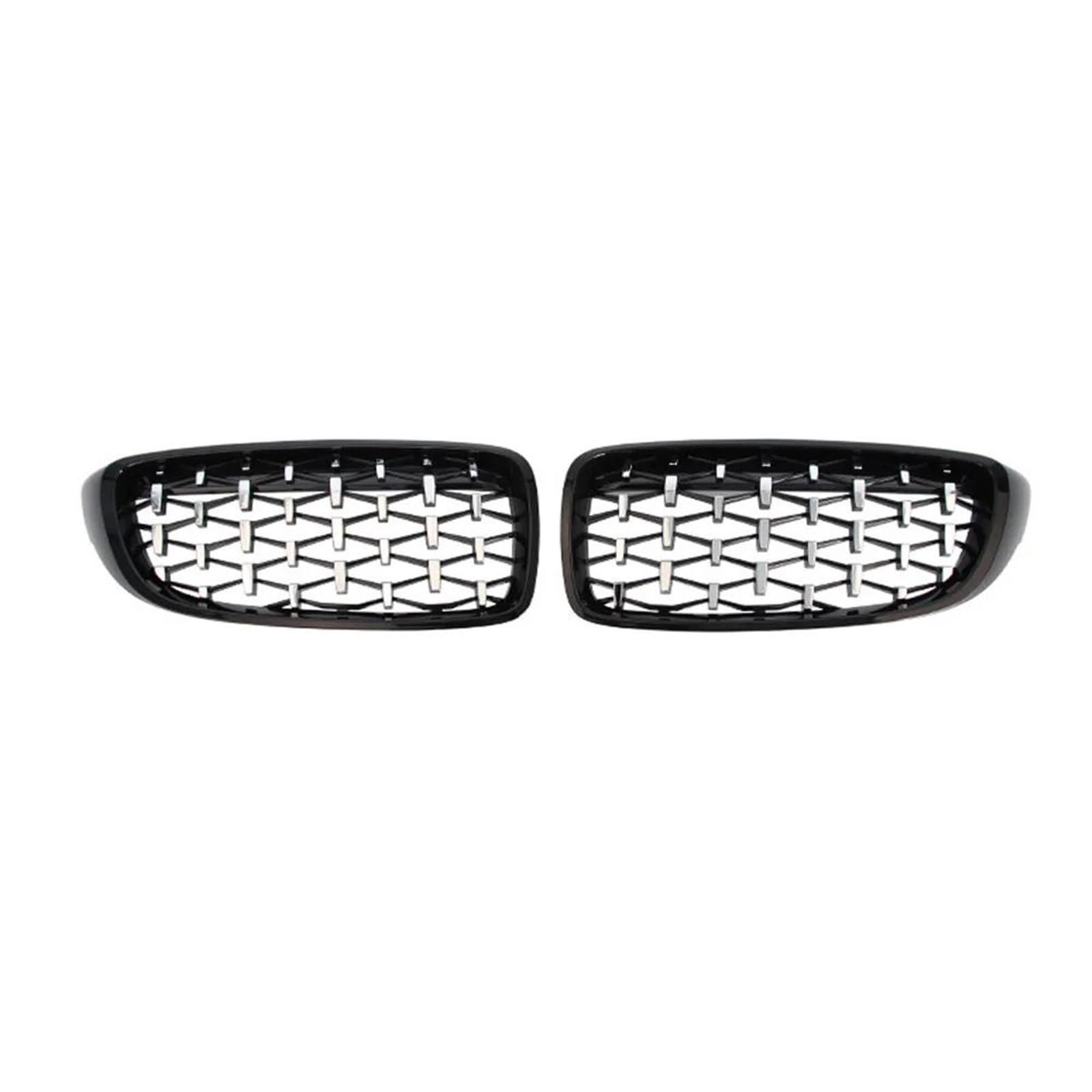 Front Stoßstange Grille Vollchrom-Nierengitter In Rautenform Für 4er-Reihe 428i F32 F33 F36 F80 F82 Für M3 F83 Für M4 ABS-Frontstoßstangen-Renngrill Kühlergitter(Black Silver) von SGHFUVE