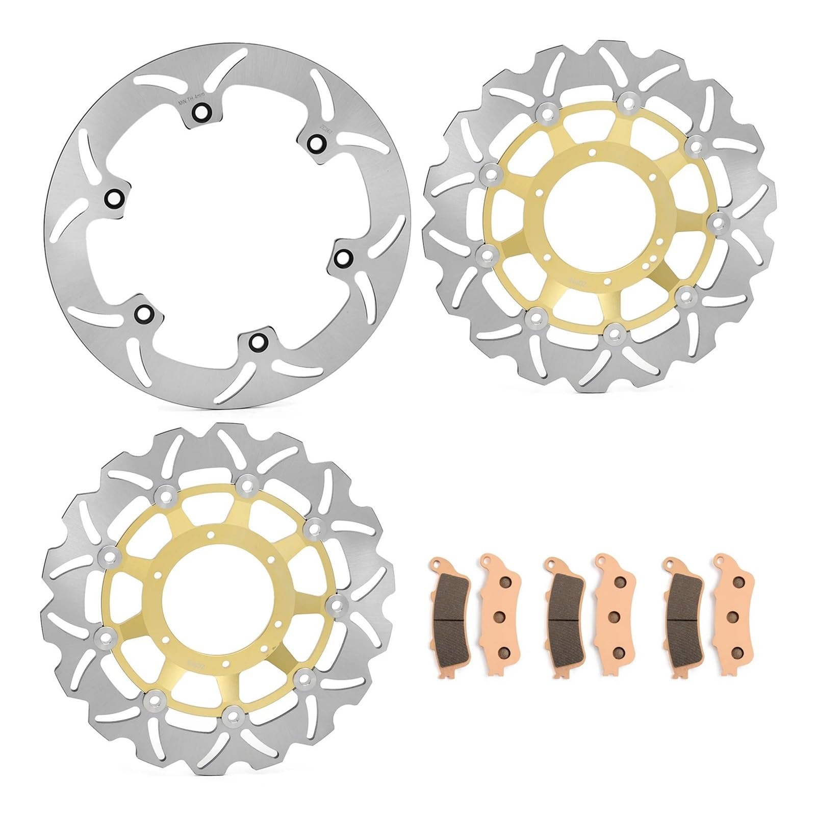 Motorrad Bremsscheibe Scheibenrotor Für VTX 1800 FN 05-11 Für VTX 1800 RS 02-07 Für VTX1800C 02-09 03 Für VTX1800T 07-11 Vorne Hinten Bremsscheiben Scheiben Rotoren Pads(Gelb) von SGHFUVE