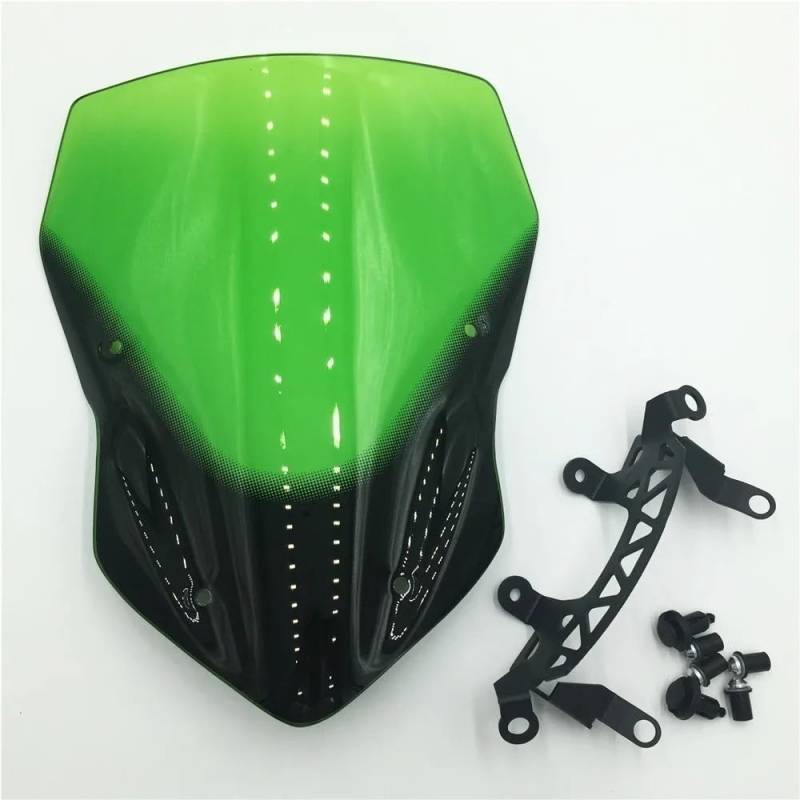 SGRYGSAEA Motorrad Windschild Für Z900 2017 Motorrad Windschutzscheibe Windschutz Rauch Schwarz Bildschirm W/Halterung Zubehör(Green) von SGRYGSAEA