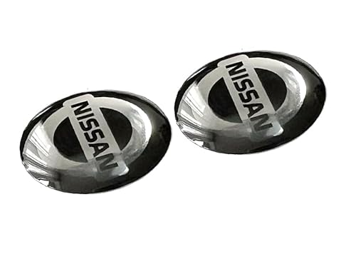 2 Stück Aufkleber 14mm Diameter für Nissan. Sticker mit Emblem. Mit einem transparent Silikonshutz von SGV