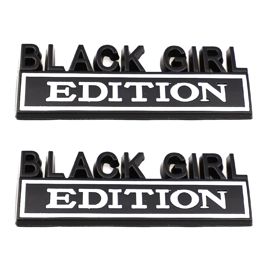 2 Pro Schwarzes Mädchen Emblem Auto Abzeichen Emblem Metall Aufkleber Black Girl Edition Emblem Metall Aufkleber Mädchen Metall Aufkleber Dekoration (Schwarz-Weiß) von SGW