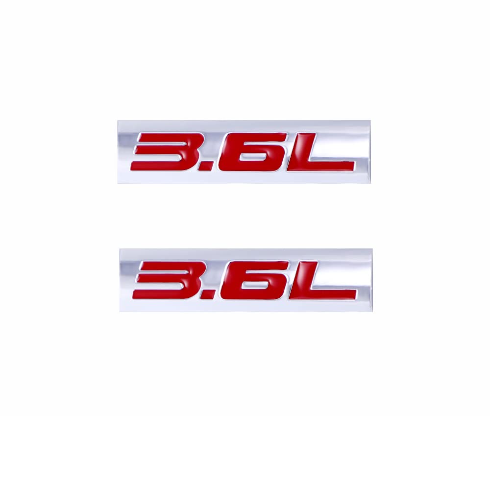 2 Stück 3,6 l Embleme Stick Power Stroke Turbo Seitenplakette Namensschild Aufkleber Logos (Silber Rot) von SGW