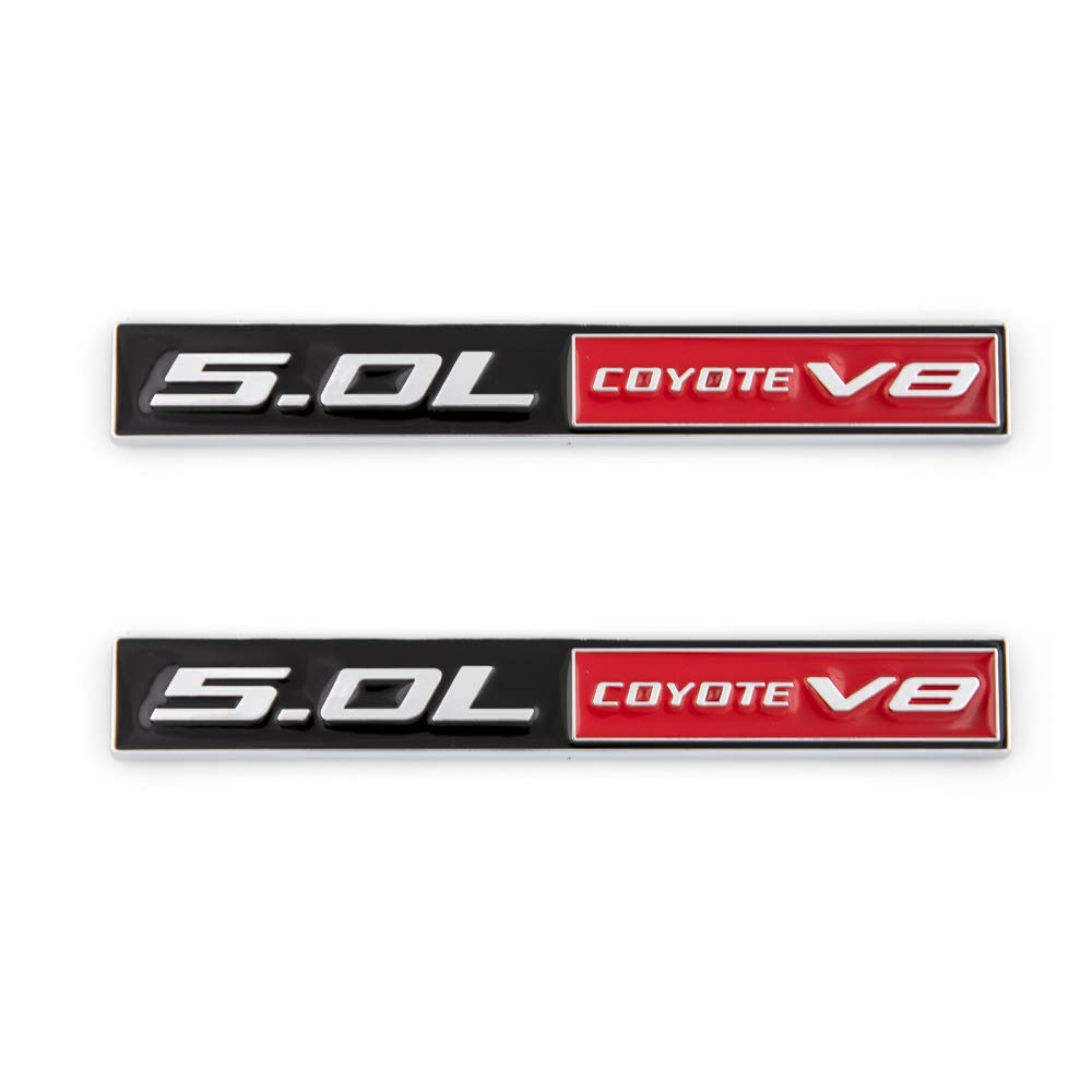 2 Stück 5,0 l Coyote V8 Emblem Aufkleber Auto Motorrad Aufkleber Auto 3D Aufkleber Badge Fit für Auto LKW SUV (Silber Rot) von SGW