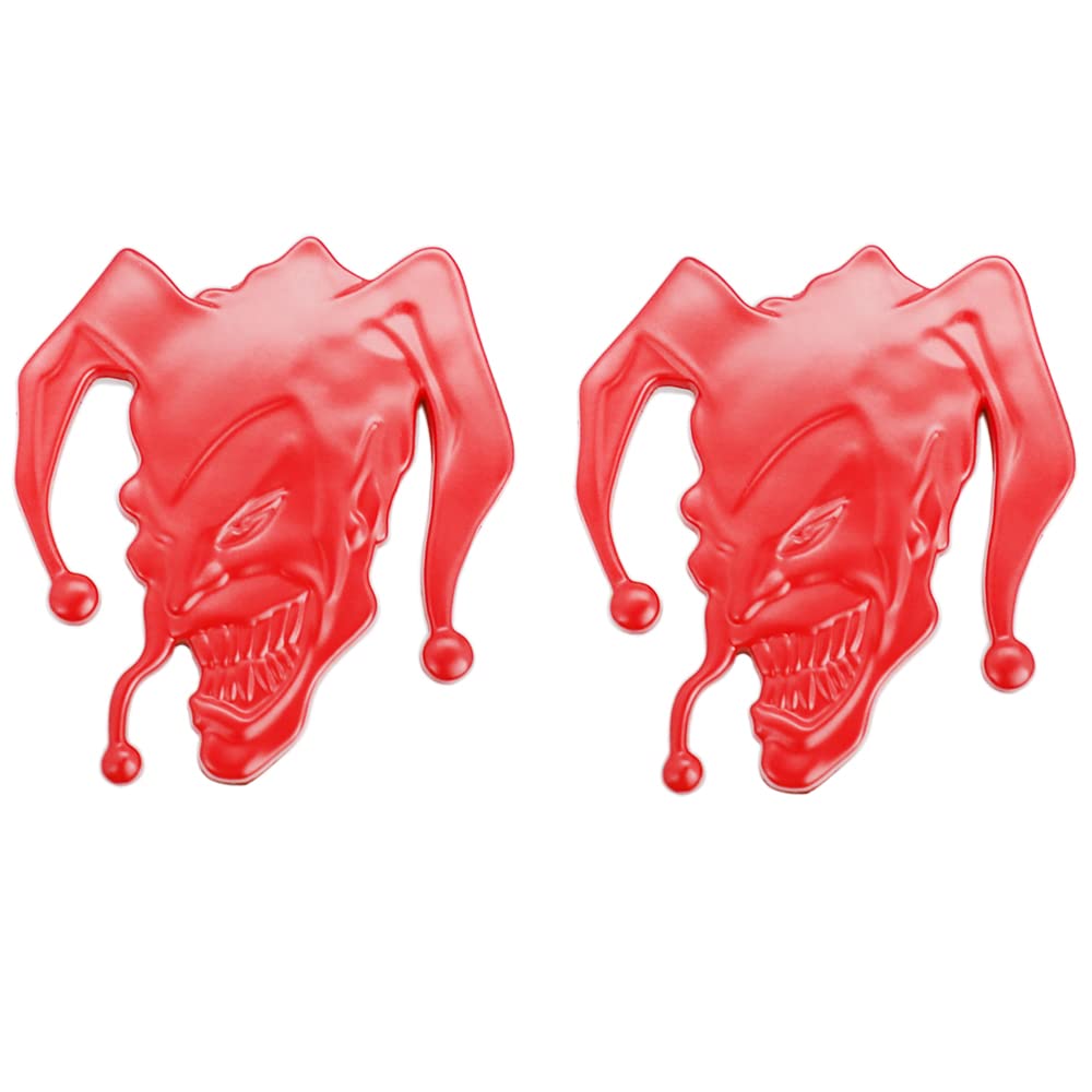 2 Stück Jocker Emblem Nester Abzeichen Metall Cast Clown Schädel Seitenblech Heckklappe 3D Autoaufkleber (rot) von SGW