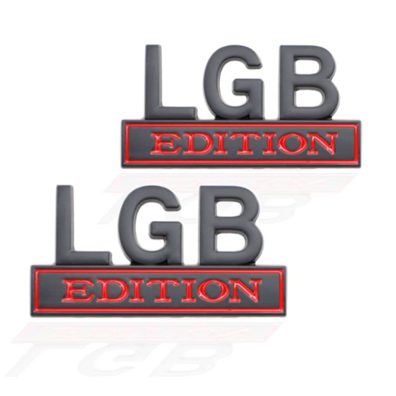 2 Stück LGB Edition Emblem Aufkleber Auto LKW Ersatz für Universal Fahrzeug Auto LKW SUV Aufkleber LKW (Schwarz Rot) von SGW