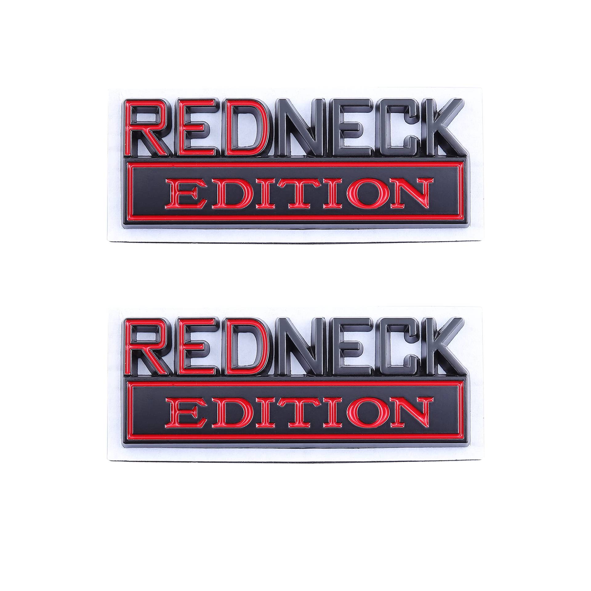 2 Stück Redneck Edition Emblem Auto LKW Ersatz für Universal Fahrzeug Auto LKW SUV (Schwarz Rot) von SGW