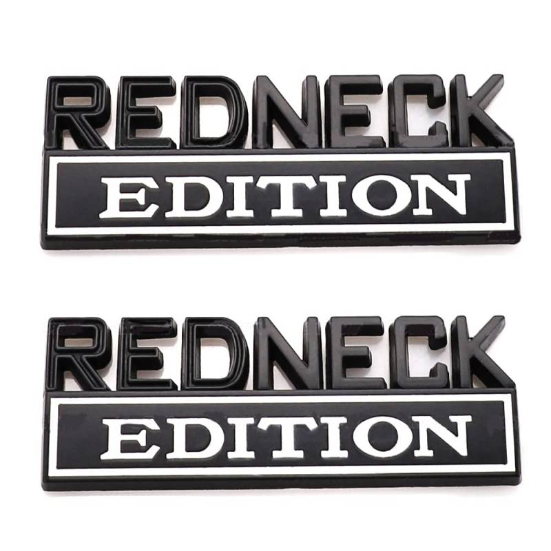 2 Stück Redneck Edition Emblem Auto LKW Ersatz für Universal Fahrzeug Auto LKW SUV (Schwarz Weiß) von LZBBD