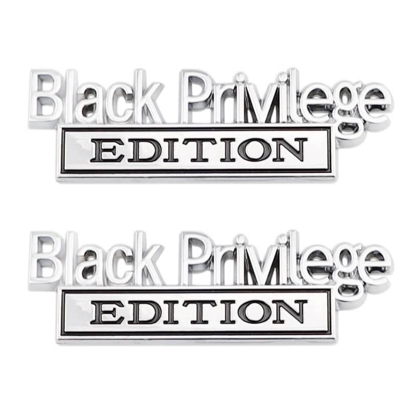 2 Stück Schwarze Privilege Emblem Ausgabe Auto Abzeichen Aufkleber-Silber-schwarz(Silber-Schwarz) von LZBBD