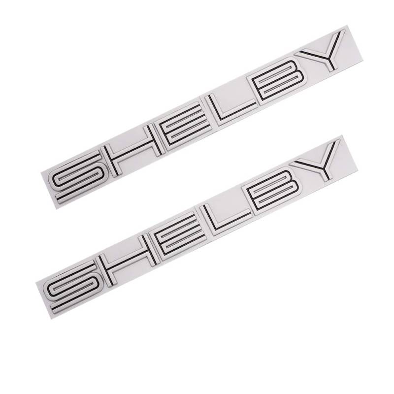 2 Stück Shelby Emblem 3D Auto Abzeichen Aufkleber Brief Namensschild Ersatz für Shelby Car Styling (schwarz-weiß) von ZOUXO