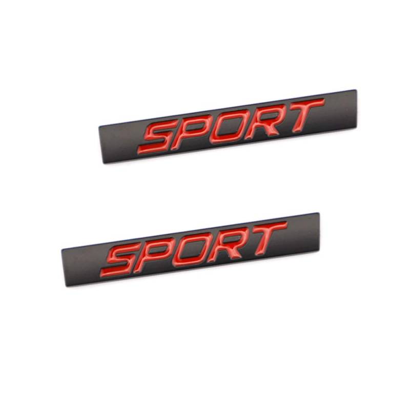 2 x Sport-Emblem, 3D-Metall-Auto-Dekoration, Metall-Klebe-Buchstabe, Sport, LKW, Auto-Abzeichen, Emblem, Aufkleber (schwarz rot) von SGW