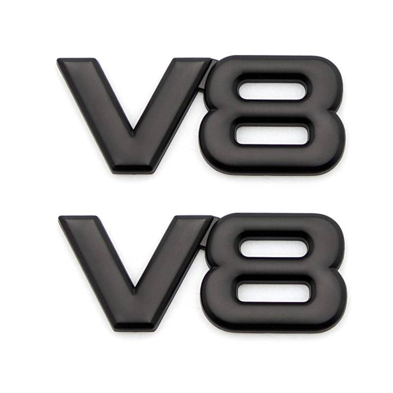 2 Stück V8 Emblem 3D Metall V8 Motor Display Auto Aufkleber Emblem Auto Badge (schwarz) von SGW