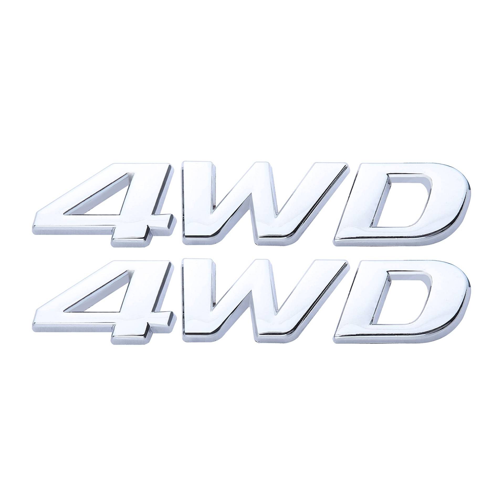 2 x 4WD Embleme Dekoration Aufkleber Emblem 3D Metall Auto Aufkleber Aufkleber Schriftzug Auto Karosserie Heckklappe Abzeichen für alle Autos (Silber) von SGW