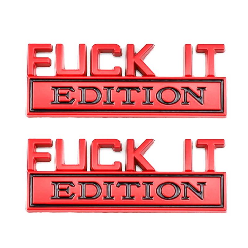 2 x Fuck It Edition Emblem Stick Badge Schutzblech Abzeichen Aufkleber für Autos LKW Motorräder Gepäck SUV (rot) von SGW