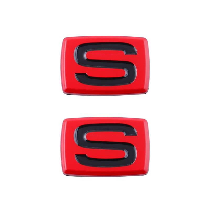 2 x S-Emblem für Autoscheinwerfer, modifizierte Scheinwerfer, Laptops, Autos, LKW, Fenster, Stoßstangen, Autoaufkleber (rot/schwarz) von SGW