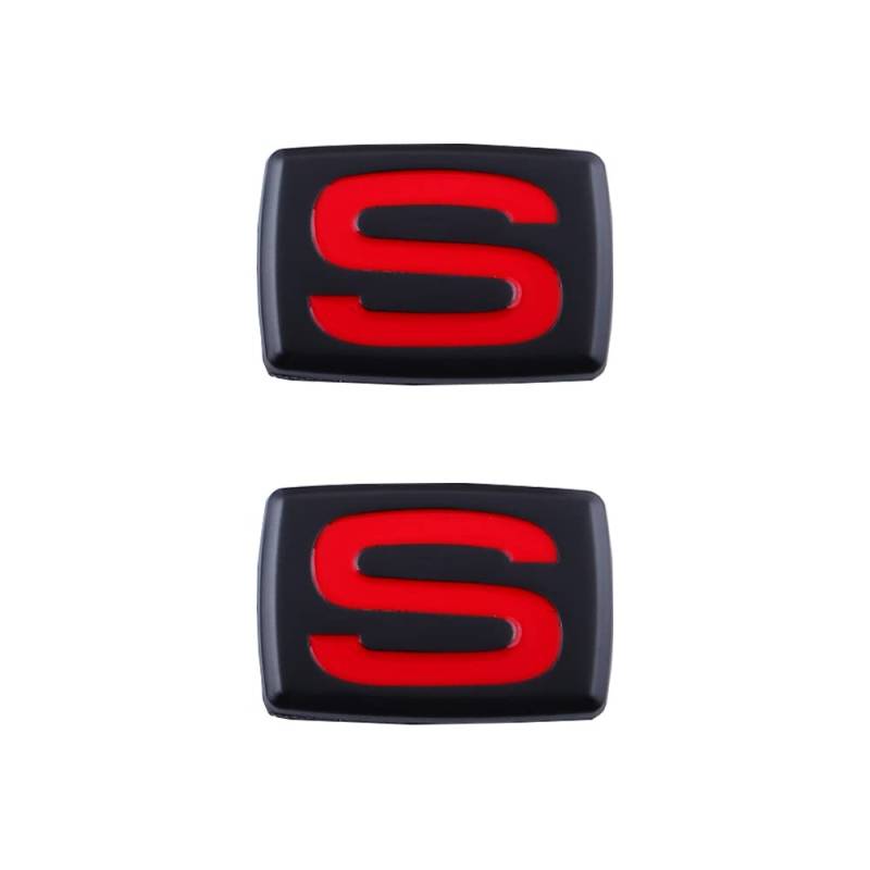 2 x S-Emblem für Autoscheinwerfer, modifizierte Scheinwerfer, Laptops, Autos, LKWs, Fenster, Stoßstangen, Autoaufkleber (schwarz/rot) von SGW