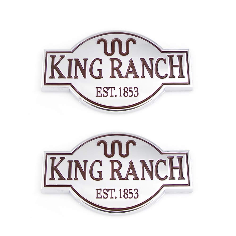 2PCS King Ranch Emblems for F150 F250 F350 Car Sticker Badge (Silber Rot) von SGW