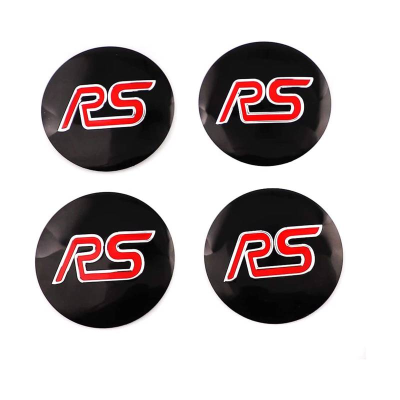 4pcs Wheel Center Caps For RS Emblem Logo Wheel Hub Cover Sticker Suitable 56mm Caps von SGW