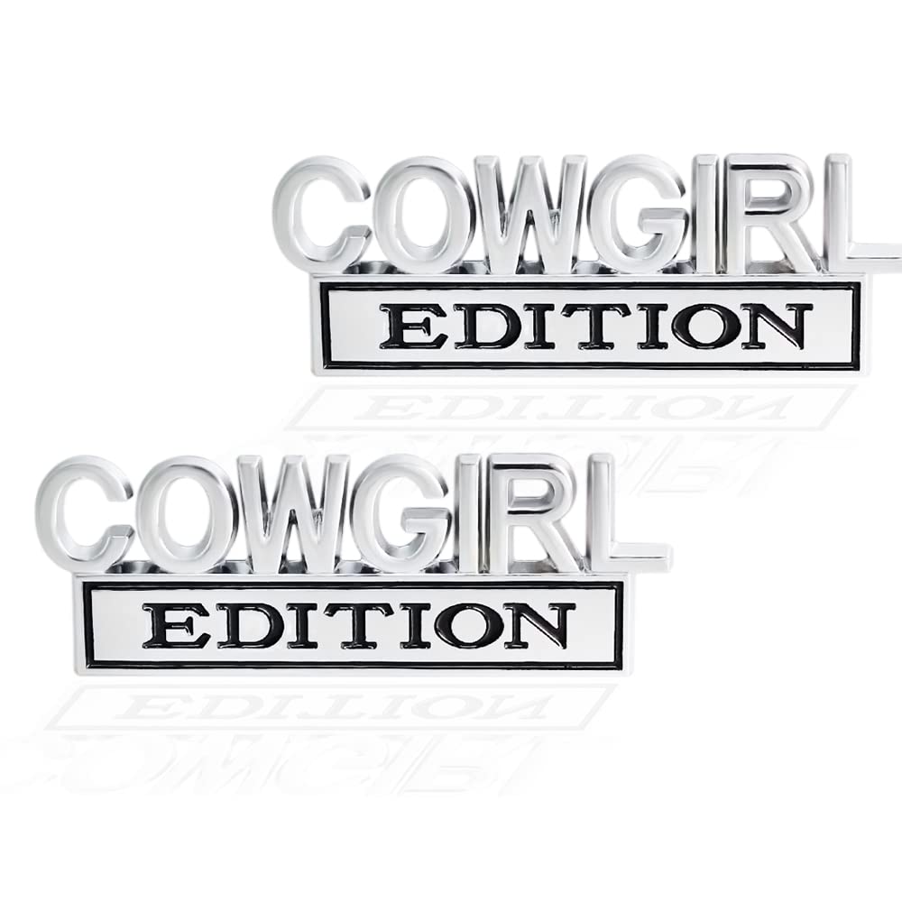 Cowgirl-Edition-Emblem, Auto-Aufkleber, Ersatz für universelle Fahrzeuge, Autos, LKW, SUVs, silberfarben, Schwarz, 2 Stück von SGW