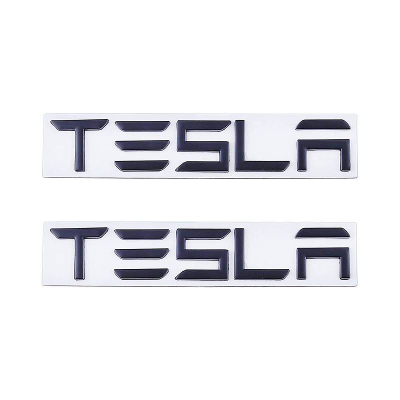 Tesla Emblem Aufkleber Auto 3D Metall Logo Aufkleber Für Tesla Modell 3/X Modell S/Y Kofferraum Buchstaben Emblem Badge Styling Aufkleber Trim Zubehör (Schwarz) von SGW