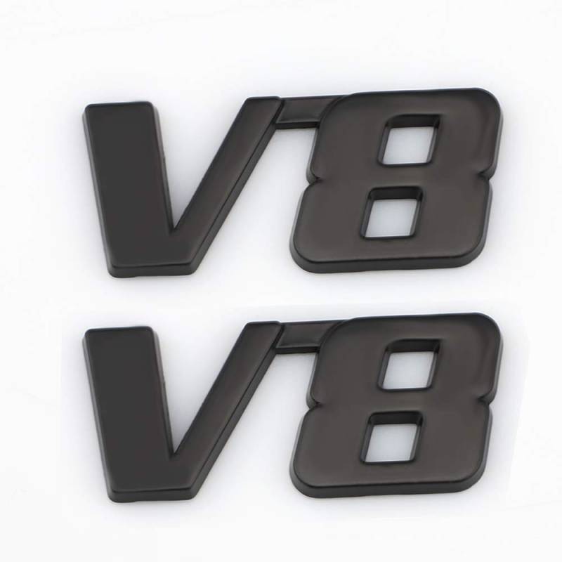 V8 Emblem Schild Chrom 3D Logo Token Auto Aufkleber Tuning Aufkleber Metall Symbol (Schwarz) von SGW