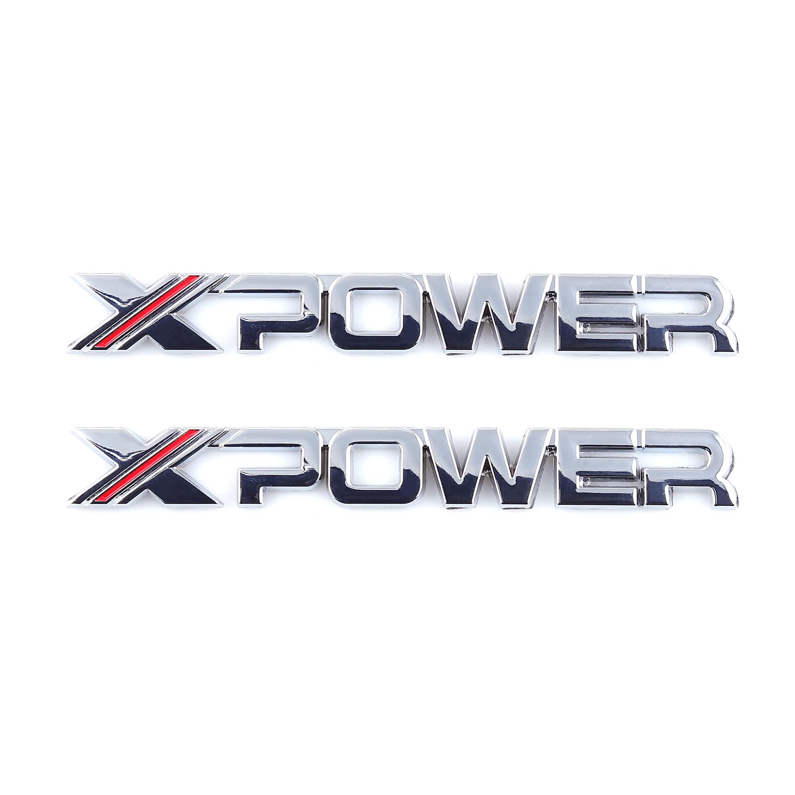 X-Power Emblem Schriftzug Karosserie Logo Heckstoßstange Autoaufkleber (Silber Rot) 2 Stück von SGW