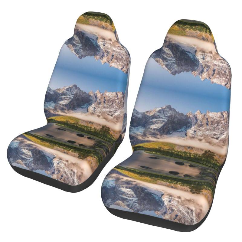 SGZLZBWK Autositzbezüge mit Aufdruck "Travel Mountain Scenery Print", universal, passend für SUV, Limousine, LKW, 2 Stück von SGZLZBWK