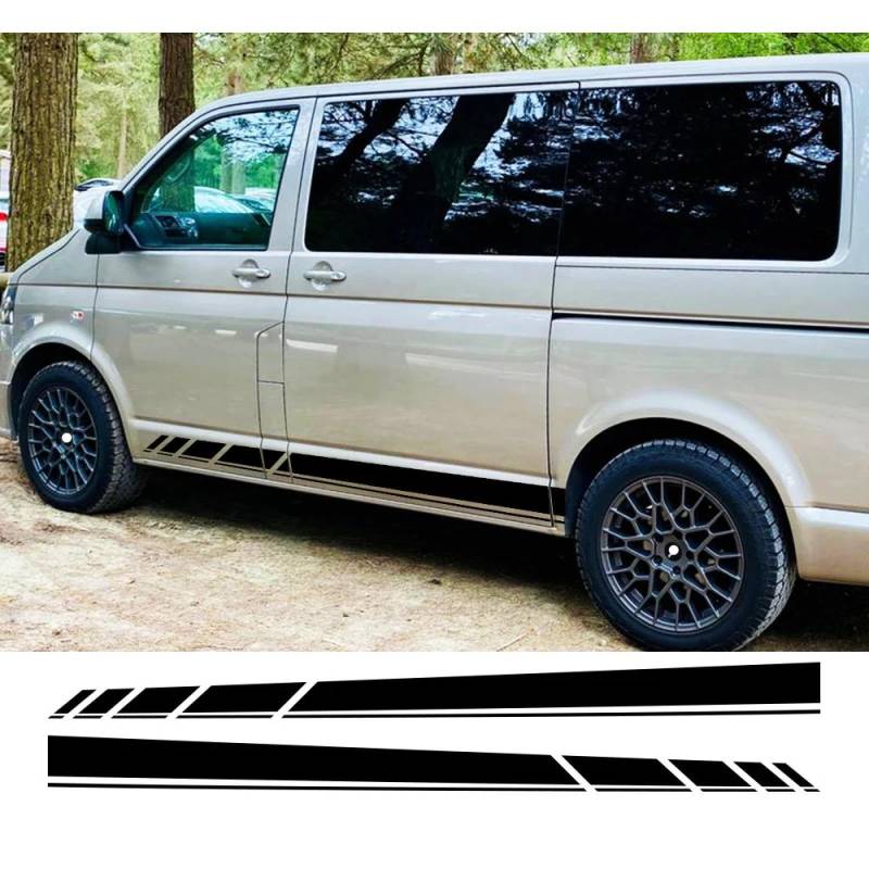 2 STÜCKE Autotür-Seitenaufkleber, Für VW Transporter T3 T4 T5 T6 Camper Van Long Line Graphics Vinyl Aufkleber Zubehör von SGZYEZJS