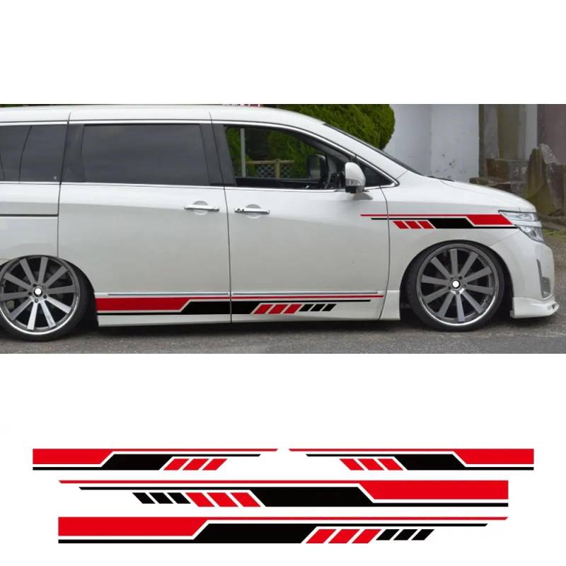 Autotür-Seitenaufkleber, für Nissan Elgrand E50 E51 E52 2.5 3.5 Teile Camper Van Grafiken Auto-Tuning-Zubehör Vinyl-Aufkleber SchwarzRot von SGZYEZJS