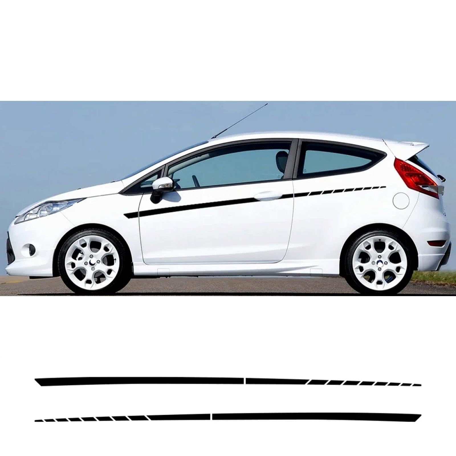 Autotür-Seitengürtellinien-Streifen-Abziehbilder, Rennstreifen-Vinylaufkleber-Zubehör, für Ford Fiesta MK7 3-Türer 2008–2017 ST200 von SGZYEZJS