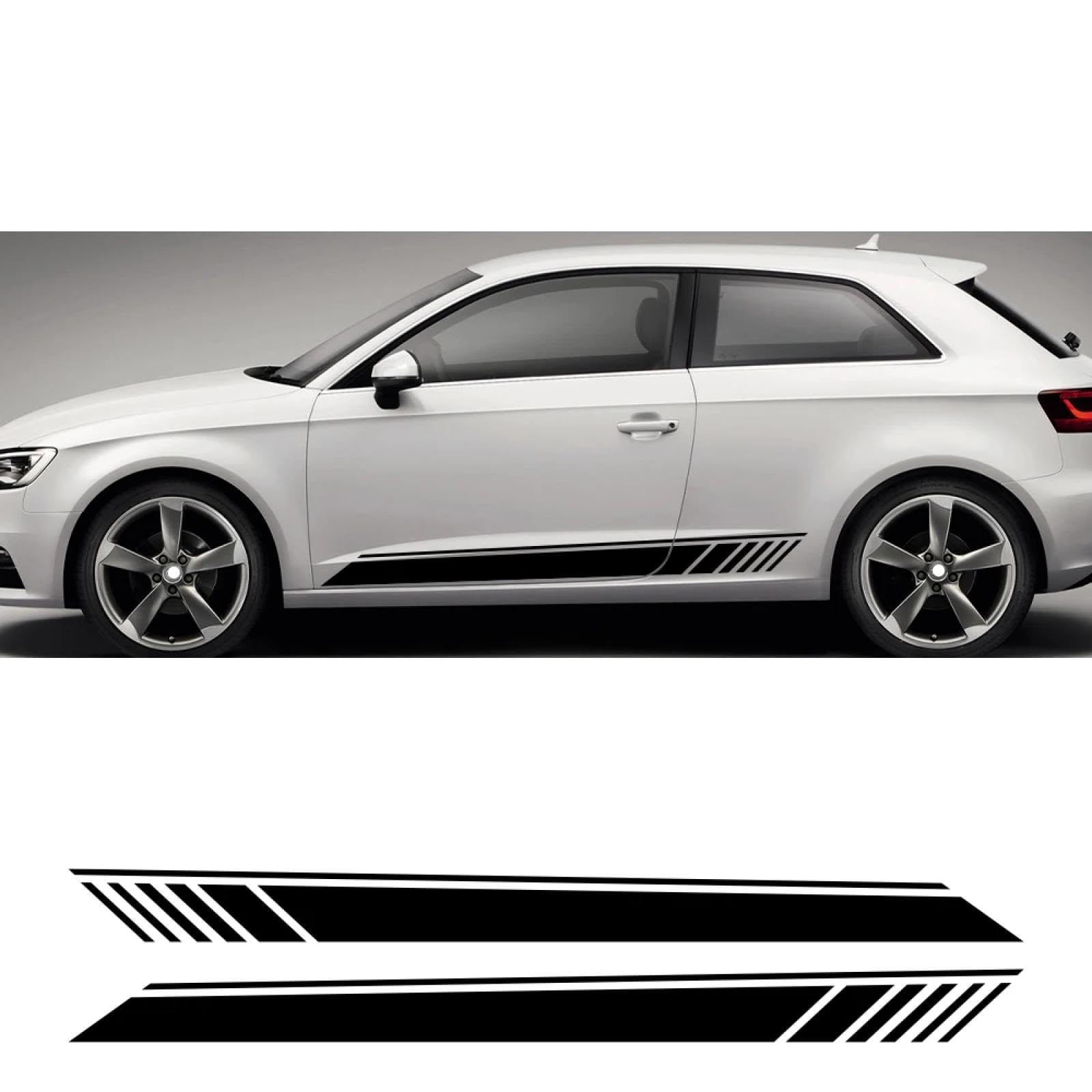 Autotürgrafiken Seitenschwelleraufkleber Rennsport-Abziehbilder Außenzubehör, für Audi A3 8V 8P 8Y S3 RS3 Limousine Sportback von SGZYEZJS