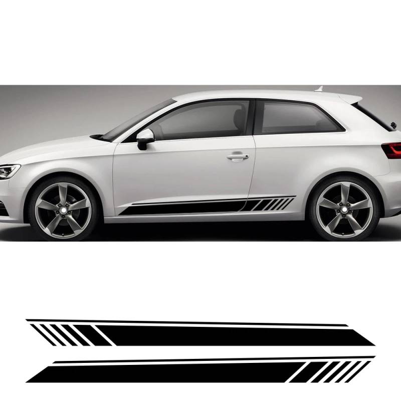 Autotürgrafiken Seitenschwelleraufkleber Rennsport-Abziehbilder Außenzubehör, für Audi A3 8V 8P 8Y S3 RS3 Limousine Sportback von SGZYEZJS