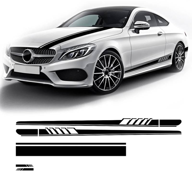 Türseitenstreifen-Rockaufkleber, Rückspiegel, Vinyl-Motorhaubenaufkleber, für Benz ACE GLA CLA-Klasse AMG W204 W205 C63 A45 von SGZYEZJS