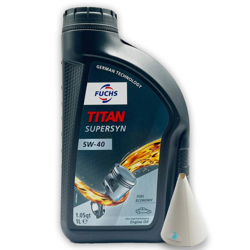 1 L Fuchs Titan Supersyn | 5W-40 | kompatibel mit | MB 229.3 | VW 502 00 / VW 505 00 | RN0700 / RN0710 | Motorenöl | Motorenöl | Ölwechsel | mit Trichter von SGplusMH