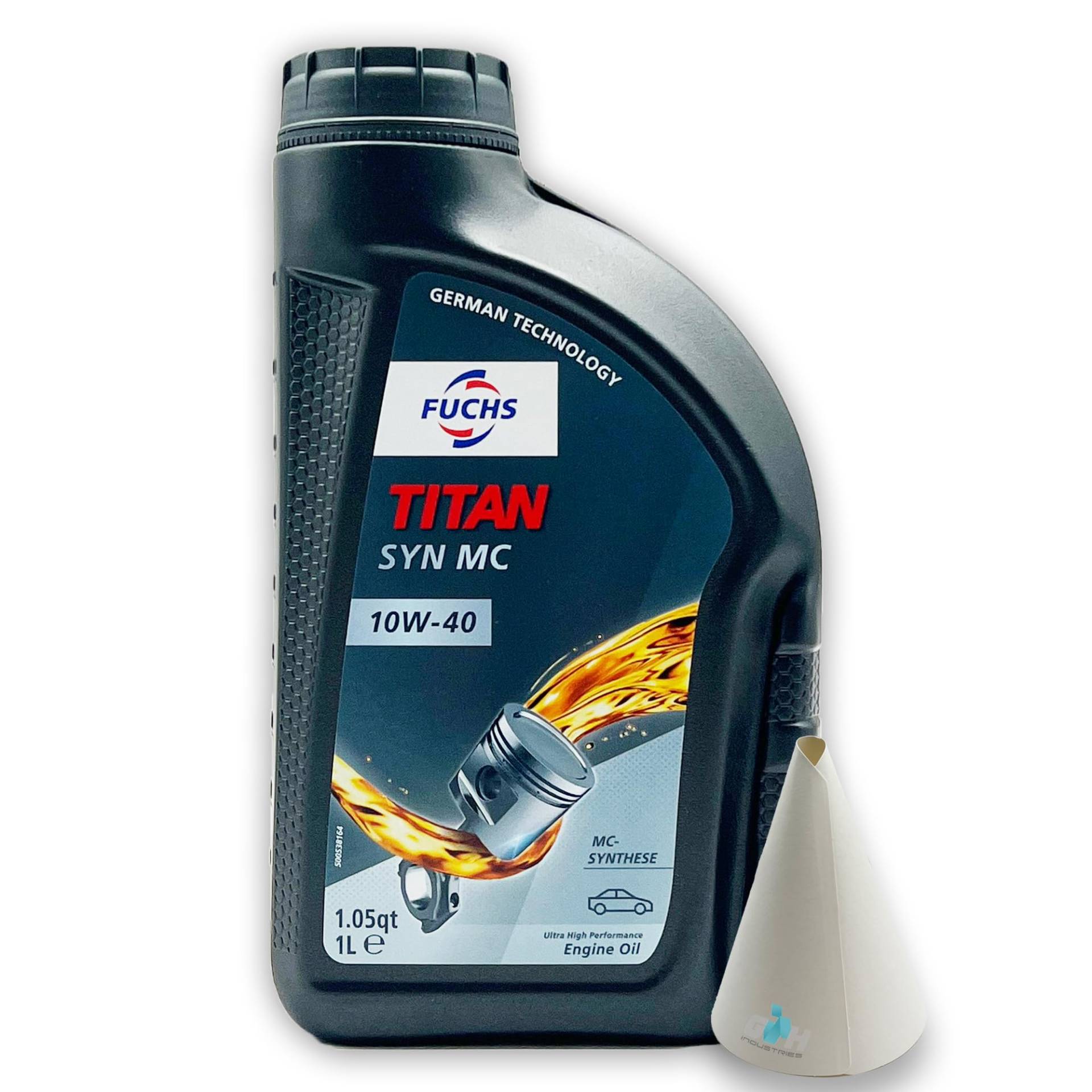 1 L Fuchs Titan Syn Mc | 10W-40 | kompatibel mit | MB229.3 | VW 501 01 / VW 505 00 | PSA B71 2300 | RN0700 / RN0710 | Motoröl | Ölwechsel | Öl | mit Trichter von SGplusMH