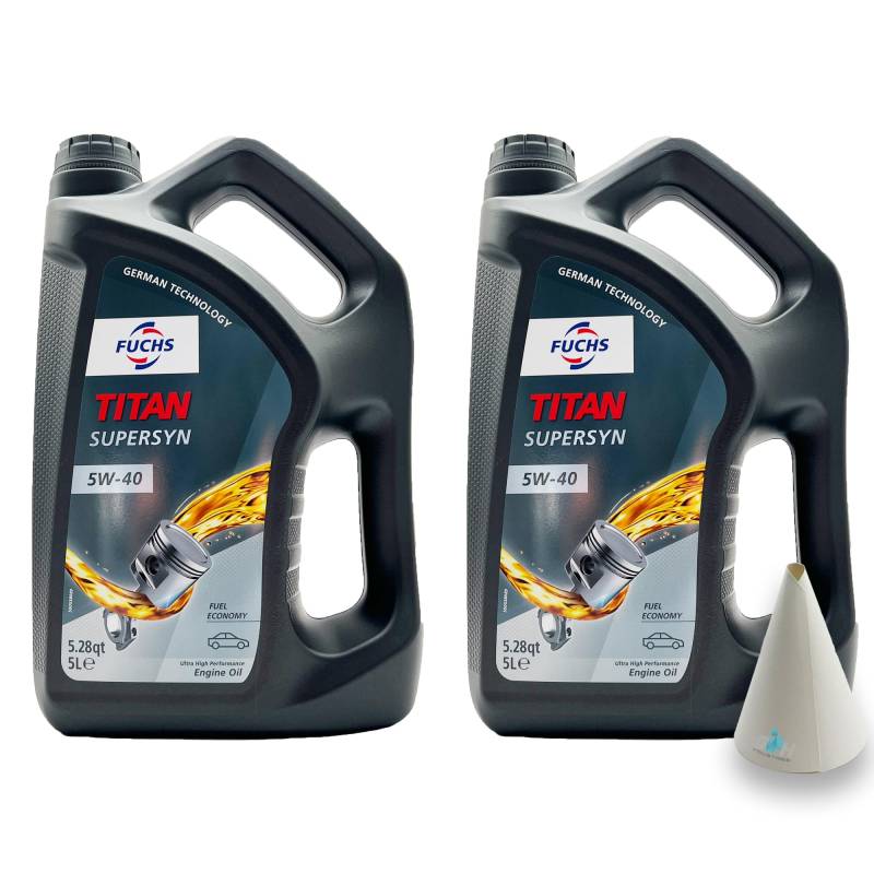 10 L Fuchs Titan Supersyn | 5W-40 | kompatibel mit | MB 229.3 | VW 502 00/505 00 | RN0700/RN0710 | 10 Liter | Motoröl | Motorenöl | PKW ÖL | Motoroel | Motorenoel | mit Trichter von SGplusMH