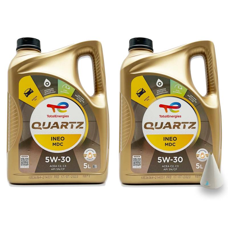 10 L Total Quartz Ineo MDC 5W-30 | kompatibel mit | MB 229.52 | GM GB2F0312070 | OV 040 1547 - D30 | 10 Liter | 5W30 Motoröl | Motorenöl | mit Trichter | weitere Freigaben & Empfehlungen siehe Artikel von SGplusMH