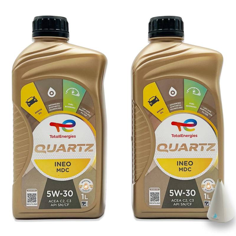 2 L Total Quartz Ineo MDC 5W-30 | kompatibel mit | MB 229.52 | GM GB2F0312070 | OV 040 1547 - D30 | 2 Liter | 5W30 Motoröl | Motorenöl | mit Trichter | weitere Freigaben & Empfehlungen siehe Artikel von SGplusMH