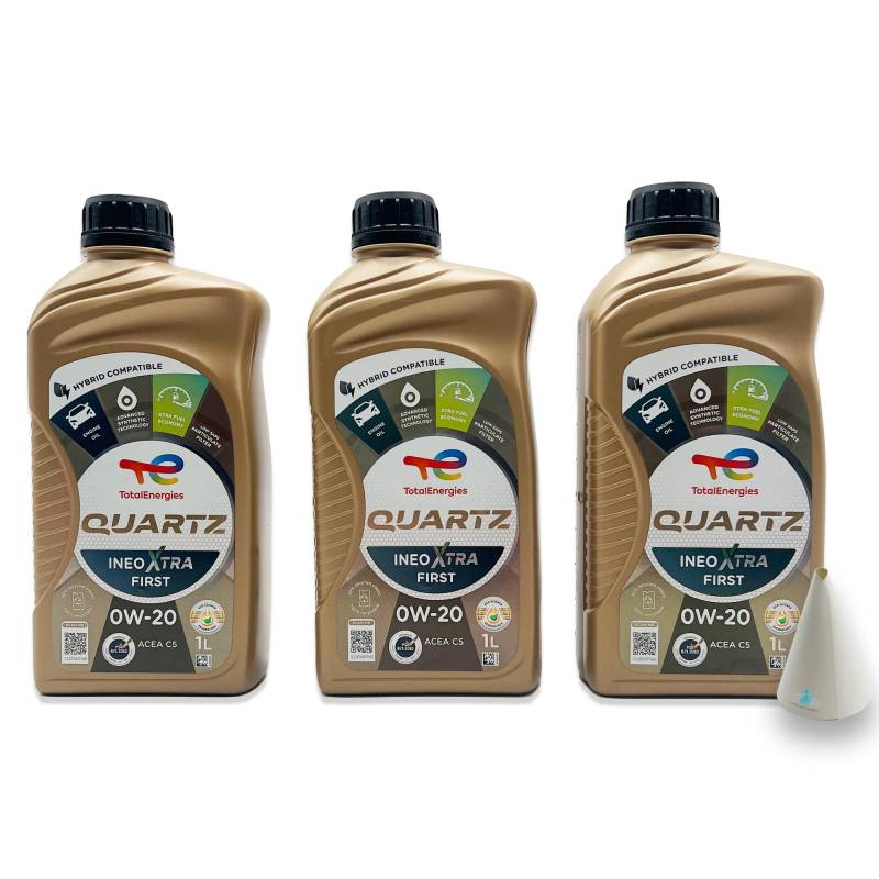 3 L Total Quartz Ineo Xtra First 0W-20 | kompatibel mit Opel/Vauxhall OV 040 1547 - A20 | PSA B71 2010 | 3 Liter | Motoröl | Motorenöl | mit Trichter | weitere Empfehlungen siehe Artikelbeschreibung von SGplusMH