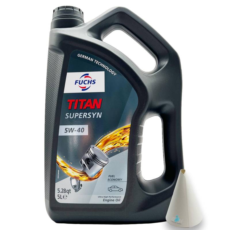 5 L Fuchs Titan Supersyn | 5W-40 | kompatibel mit | MB 229.3 | VW 502 00/505 00 | RN0700/RN0710 | 5 Liter | Motoröl | Motorenöl | PKW ÖL | Motoroel | Motorenoel | mit Trichter von SGplusMH