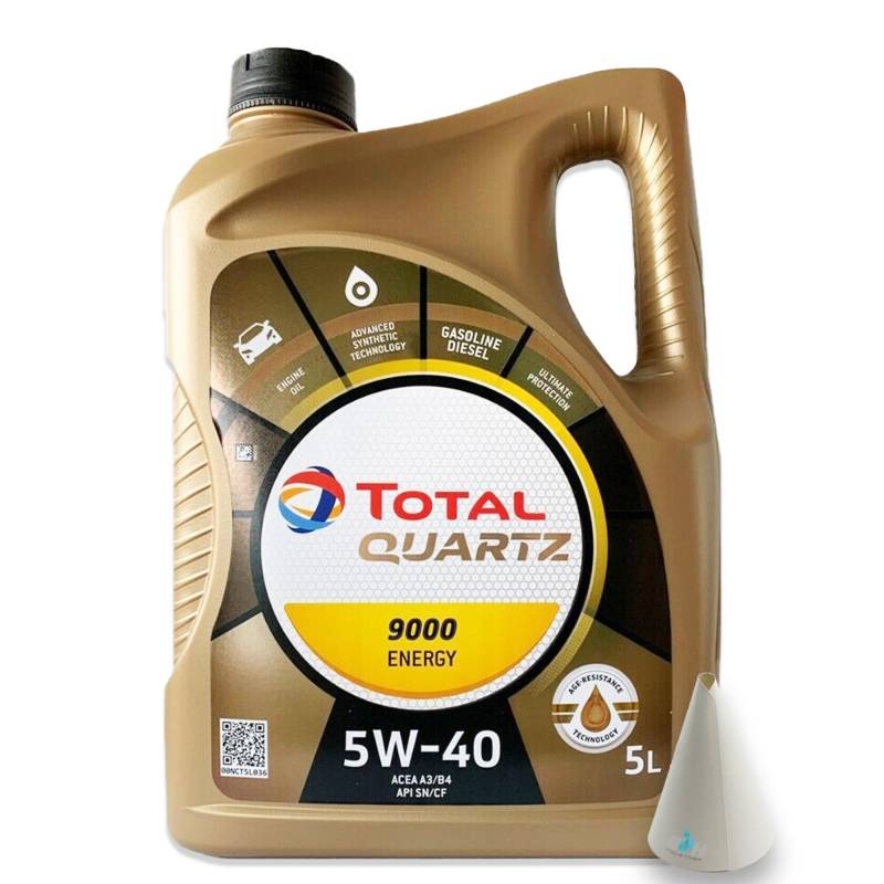 5 L Total Quartz 9000 Energy 5W-40 I passend für | VW 502.00/505.00 | MB 229.5 | Porsche A40 | 5 Liter | Motoröl | Motorenöl | mit Trichter | weitere Empfehlungen siehe Artikelbeschreibung von SGplusMH