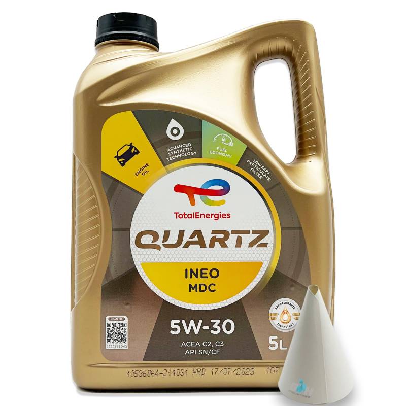 5 L Total Quartz Ineo MDC 5W-30 | kompatibel mit | MB 229.52 | GM GB2F0312070 | OV 040 1547 - D30 | 5 Liter | 5W30 Motoröl | Motorenöl | mit Trichter | weitere Freigaben & Empfehlungen siehe Artikel von SGplusMH