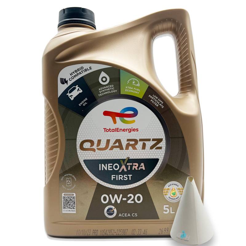 5 L Total Quartz Ineo Xtra First 0W-20 | Kompatibel mit | PSA B71 2010 | Opel/Vauxhall OV 040 1547 - A20 | 5 Liter | Motoröl | Motorenöl | mit Trichter | weitere Empfehlungen siehe Artikelbeschreibung von SGplusMH