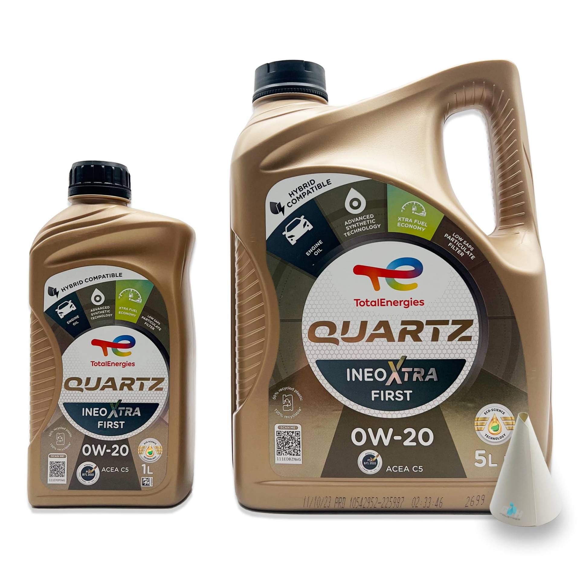 6 L Total Quartz Ineo Xtra First 0W-20 | kompatibel mit Opel/Vauxhall OV 040 1547 - A20 | PSA B71 2010 | 6 Liter | Motoröl | Motorenöl | mit Trichter | weitere Empfehlungen siehe Artikelbeschreibung von SGplusMH