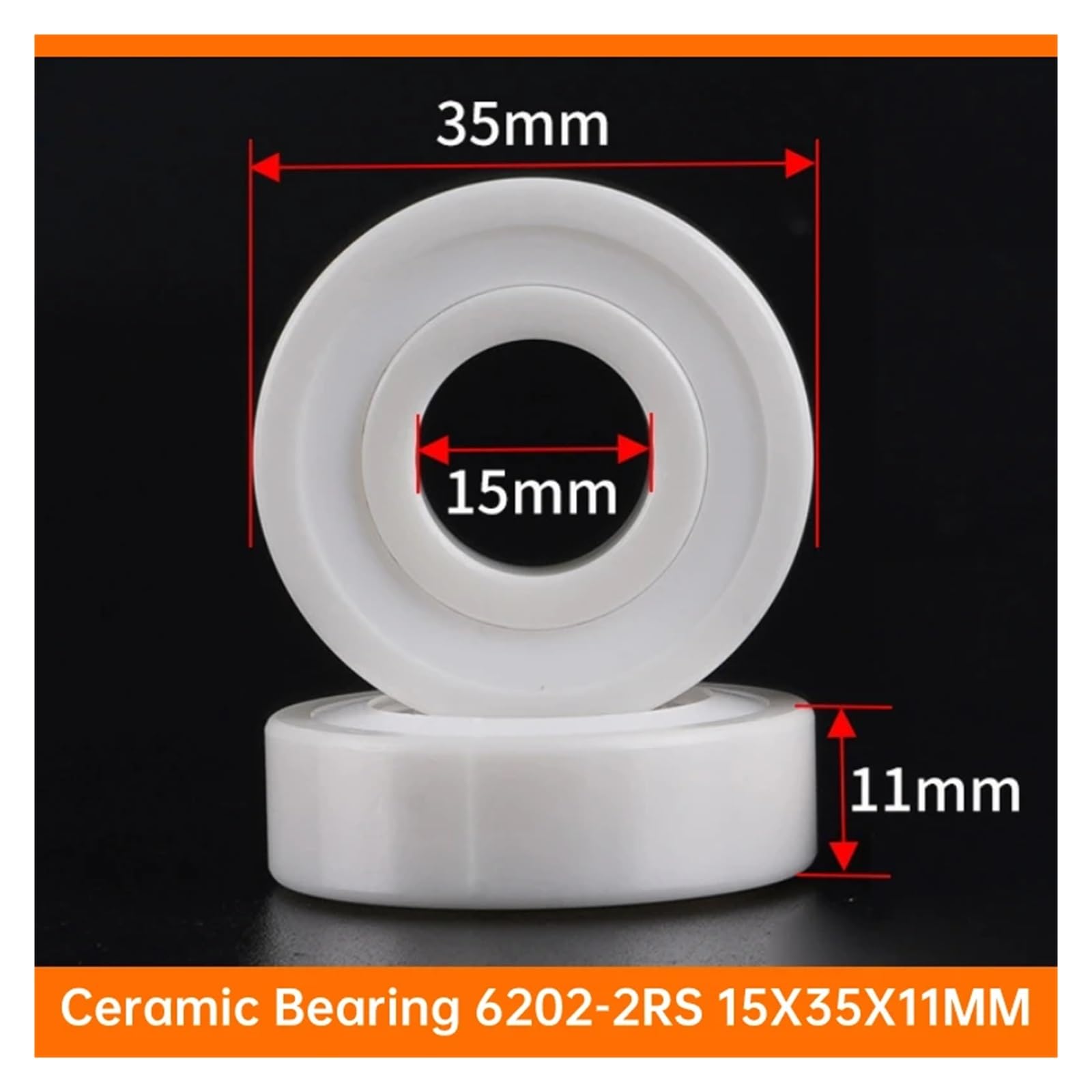 1PCS 6202CE Open 6202-2RS Double Sealed 15x35x11 MM Waterproof Zirconia Ceramic Bearing Thin-Wall Deep Groove Ball Water-Sealed SHANGMAOYO(6202-2RS Double Seal) von SHANGMAOYO