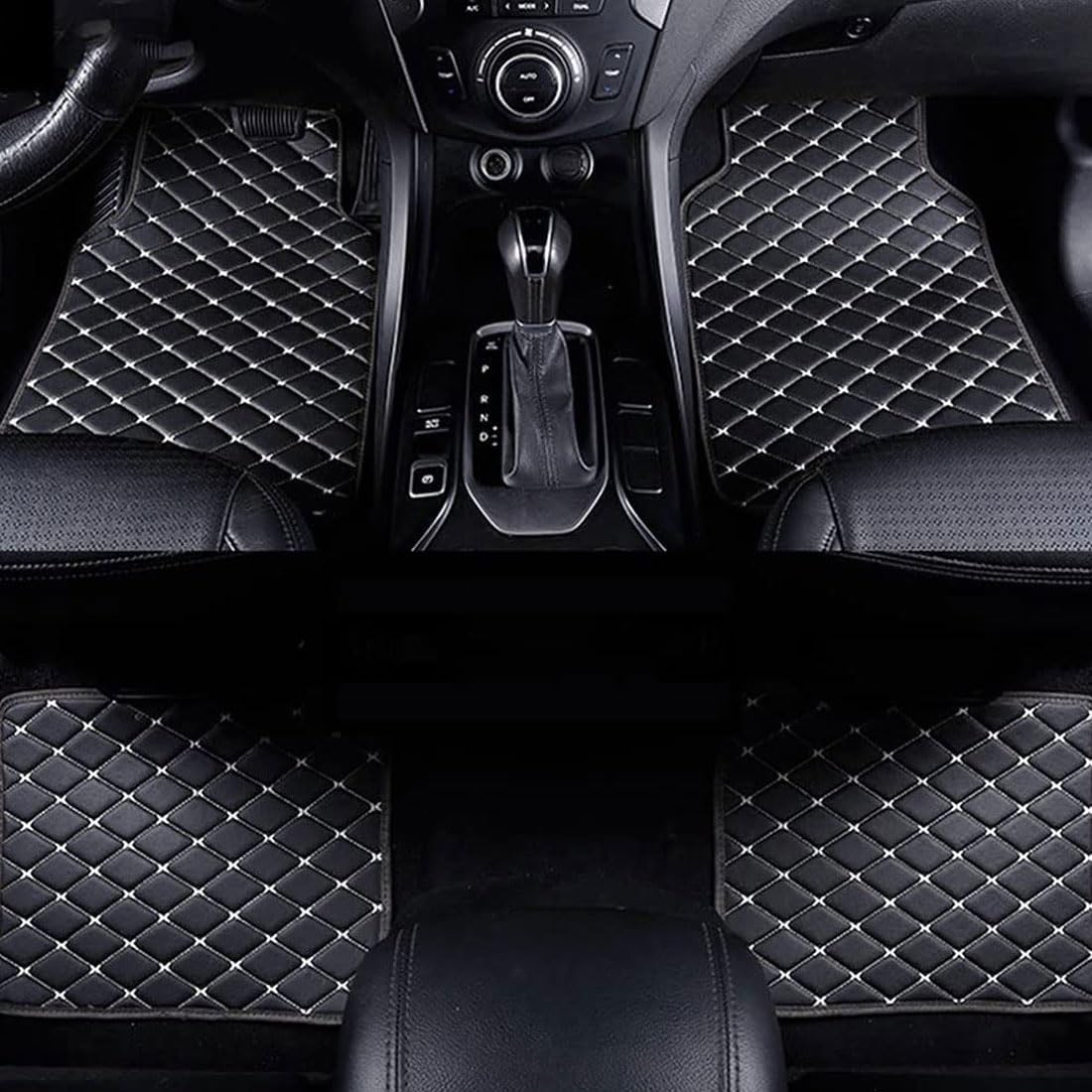 4 Stück Leder Auto Fussmatten für Toyo-TA Corolla Hybrid 2019-2023(LHD), Vorn und Hinte Fußmatten Teppich Set Wasserdicht Antirutsch Innenraum Zubehör,C/Black-beige von SHANGSHUAI
