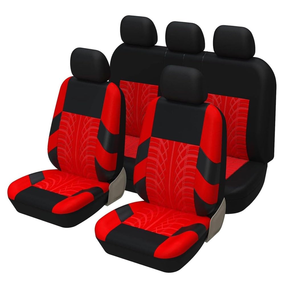 Auto Sitzbezüge für Peugeot 207 2006-2013, Atmungsaktiv rutschfest Vorne Hinten Autositz Schonbezug Komplettset Auto Innenraum Zubehör,B/Red von SHANGSHUAI